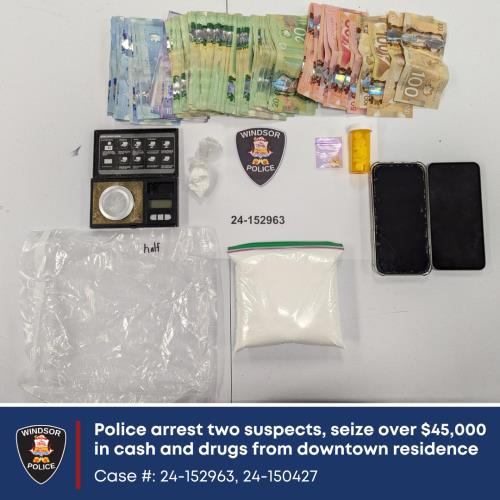 Image of siezed drugs and cash.